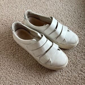 SCHUTZ White Leatger Velcro Strap Platform Sneakers Size 9
